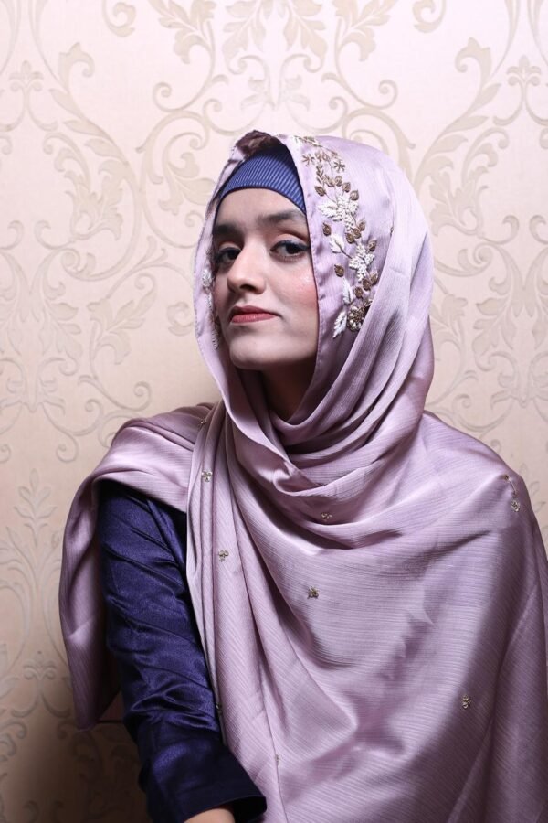 classic silk dabka work hijab by bintnoor