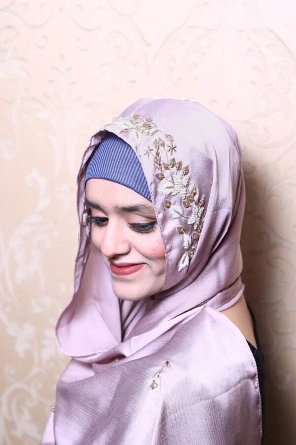 classic silk dabka work hijab by bintnoor