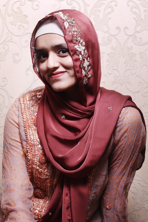 classic silk dabka work hijab by bintnoor